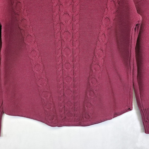 LL Bean Sweater Womens XL Purple Turtleneck 3D Cable Knit Fisherman Classic VTG - Picture 12 of 16